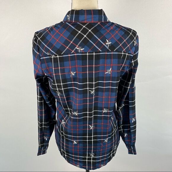 Nanette Lepore Plaid Long Sleeve Shirt with Queen B Print - Picture 4 of 4